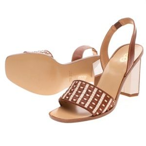 RRP €110 8 Leather Slingback Sandals EU36 UK3 US6 Geometric Heel Made in Italy
